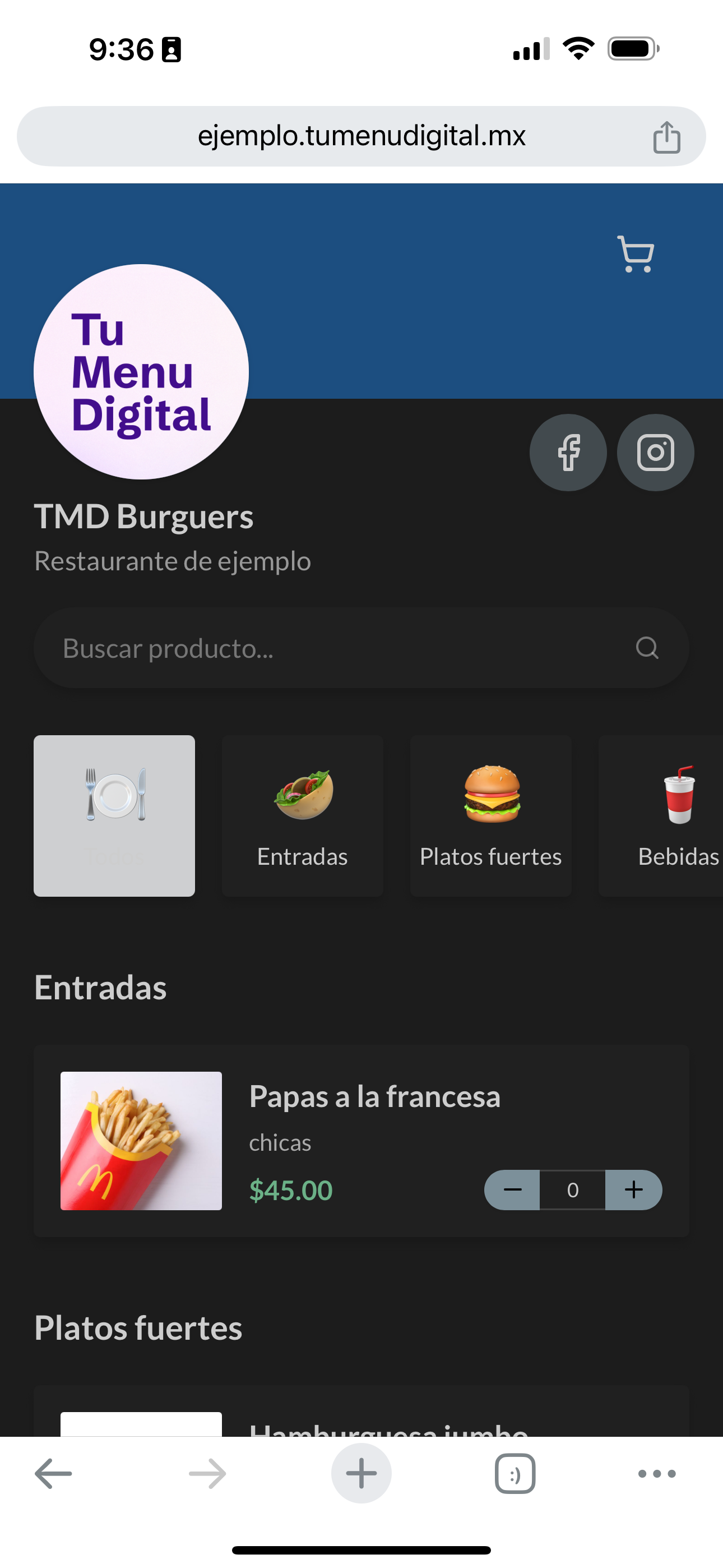 Menu digital example 10