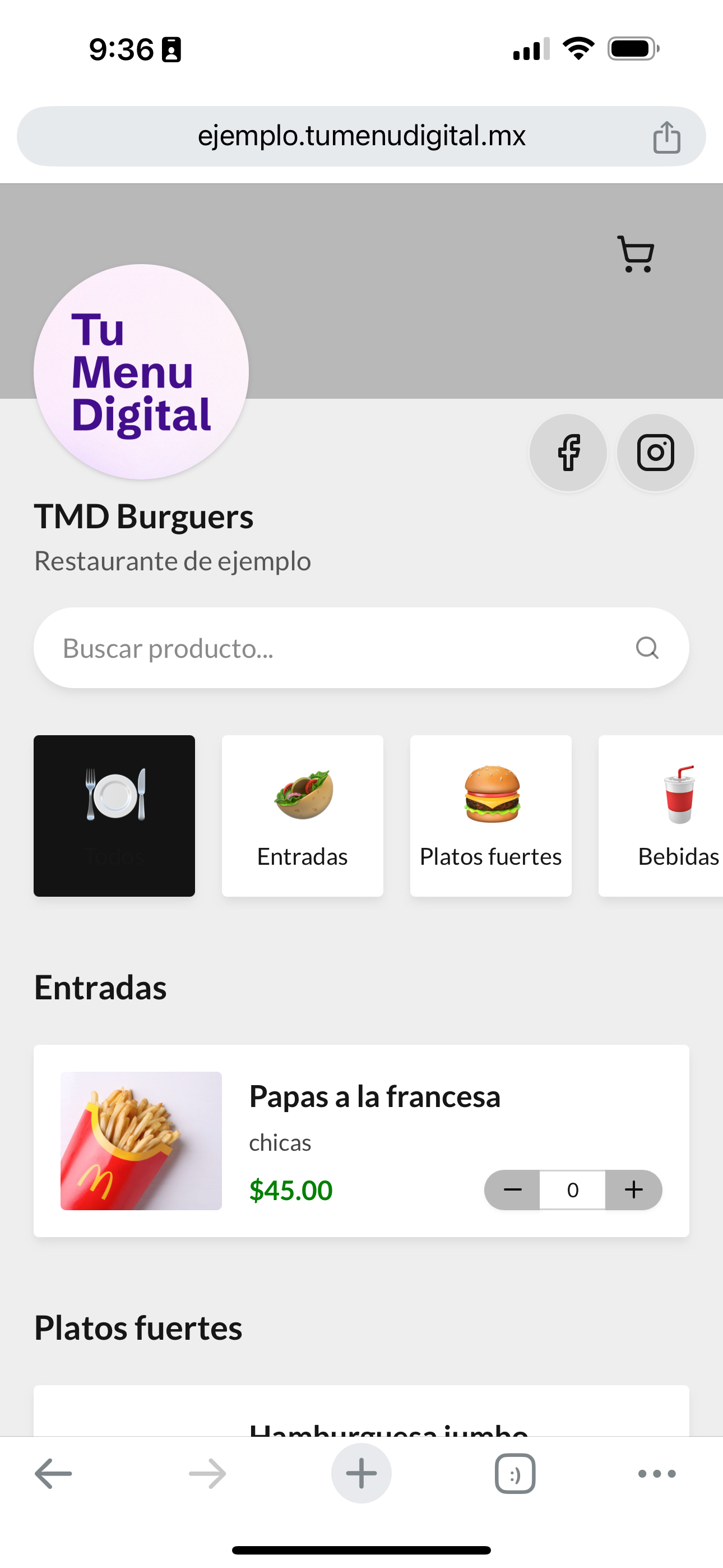 Menu digital example 8
